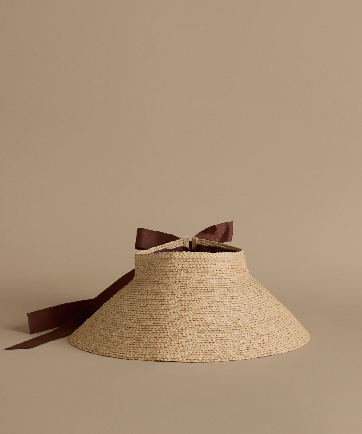 Brown Collapsible Raffia Woven Wide-Brim Sun Hat Bow Visor Foldable Open-top Summer Foldable Raffia Portable Beach Hat Wide Brim... From  main image 4