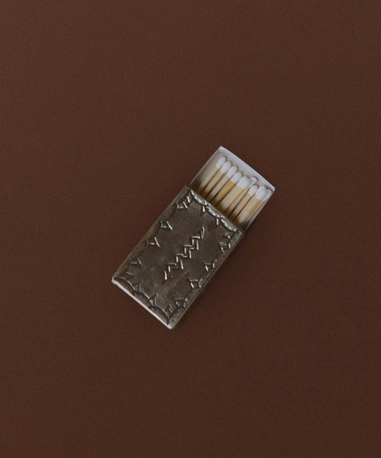 Small Silver Stamped Matchbox