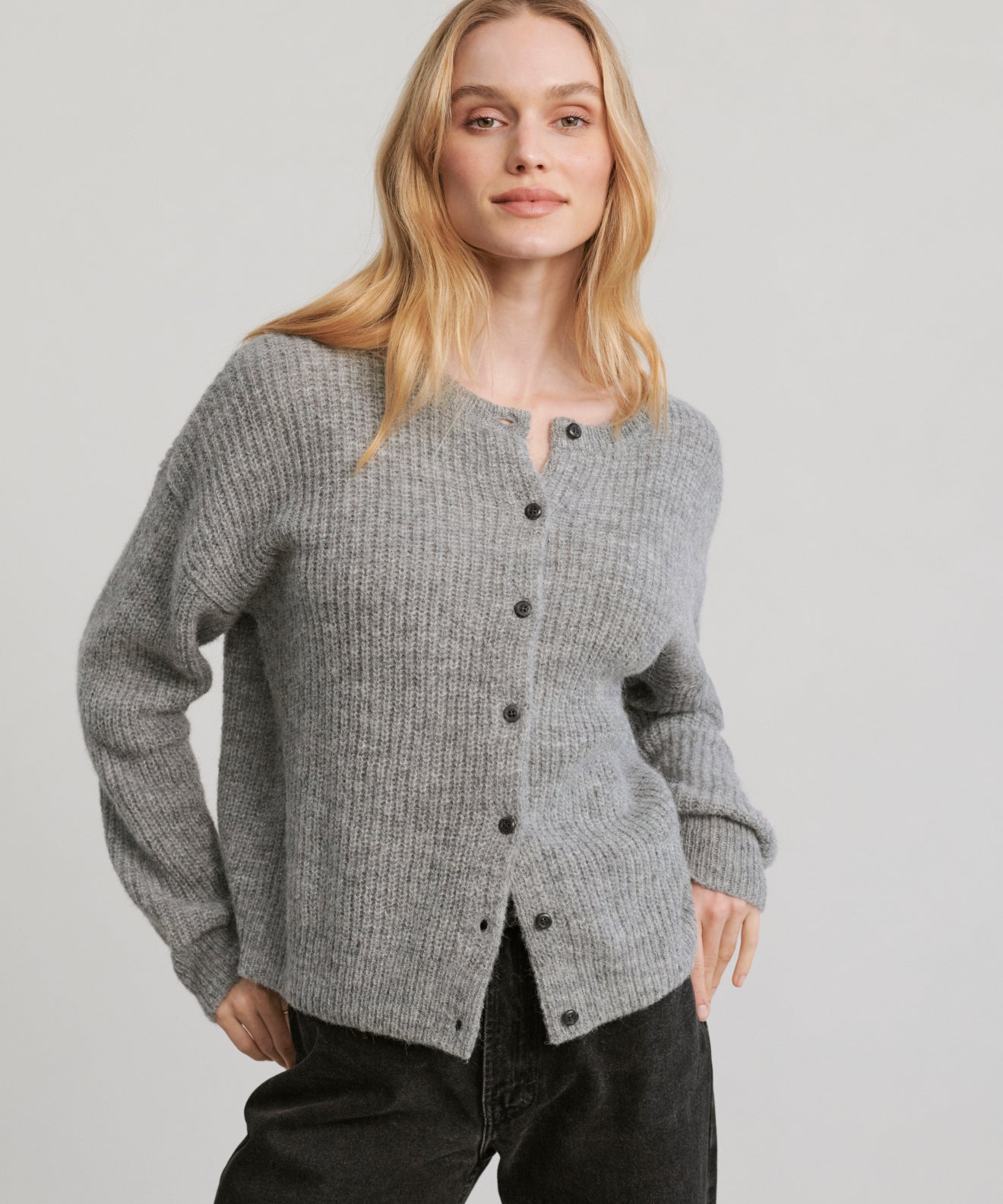 Women's Hayes Crewneck Cardigan Grey Jenni Kayne - Main Image