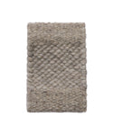 A light gray Rug Swatch with a chunky, braided texture shown on a white background—ideal for previewing your next cozy or lodge-style rug.