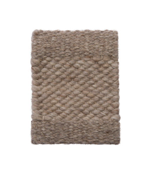 A Rug Swatch in natural beige features textured, woven fabric with a central braided pattern and solid borders, displayed on a white background—ideal for Lodge Rug inspiration.