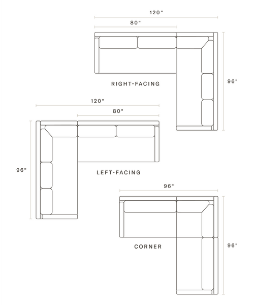 A diagram of the Harbor Sectional, elegantly upholstered in Belgian Flax Linen.