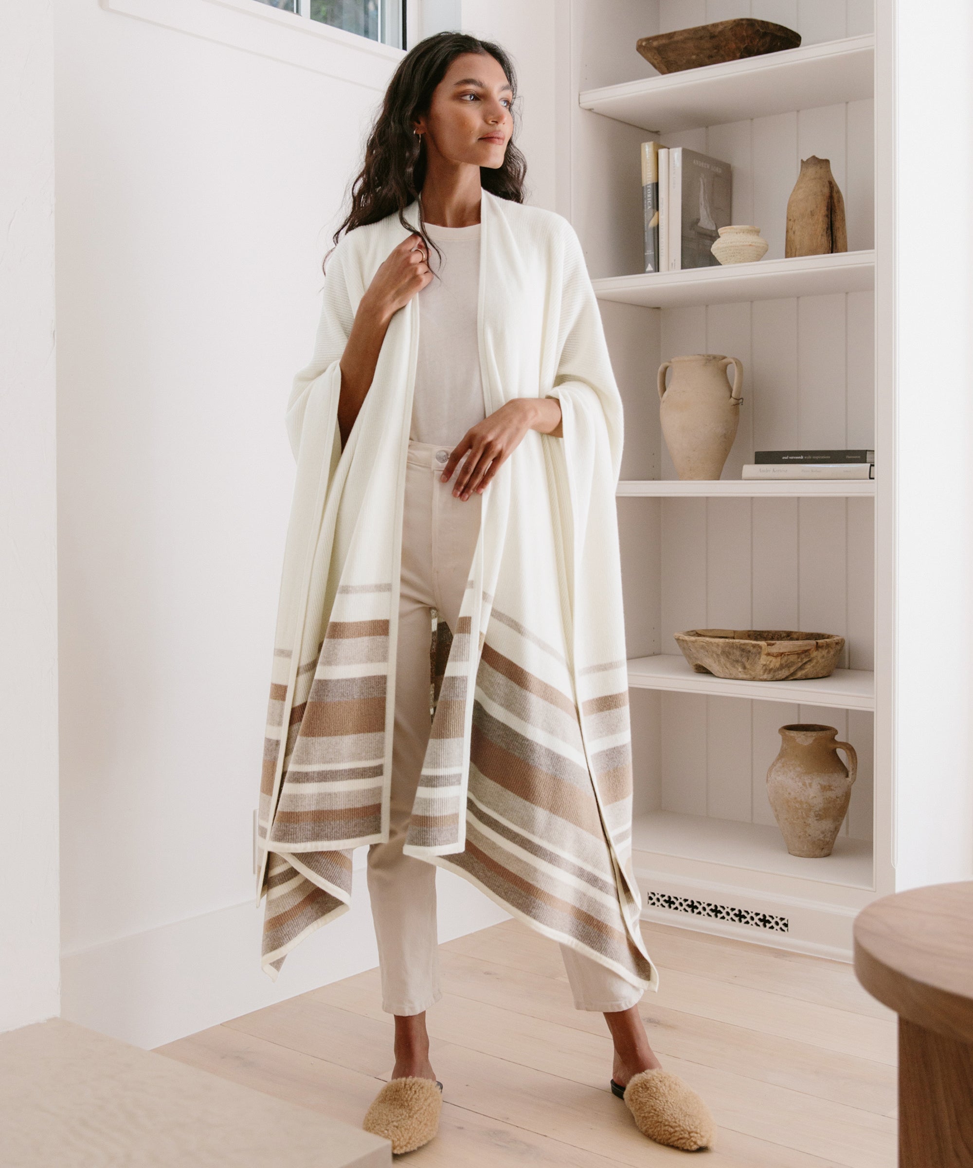 Jenni Kayne Women's Blanket Shawl in Ivory