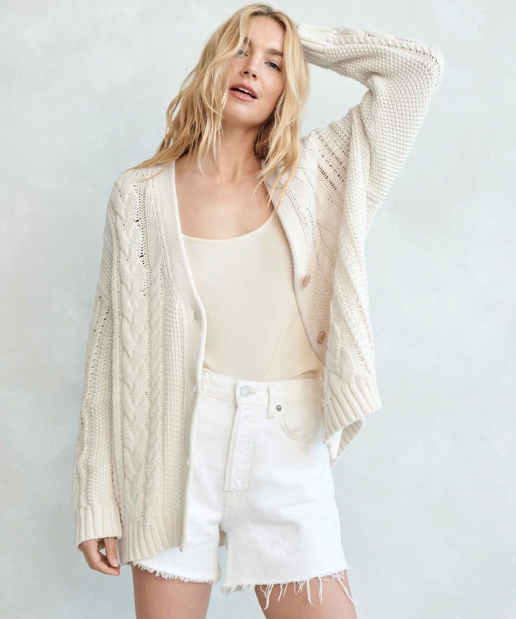 White Knit Cropped Cardigan Sweater | Womens | Large (Available in XS, S, M, XL) | Lulus | Sweaters | Stretchy Fabric