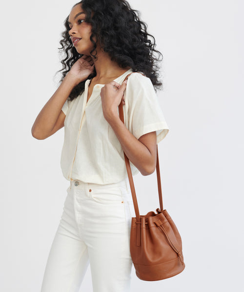 Mini Leather Drawstring Bag